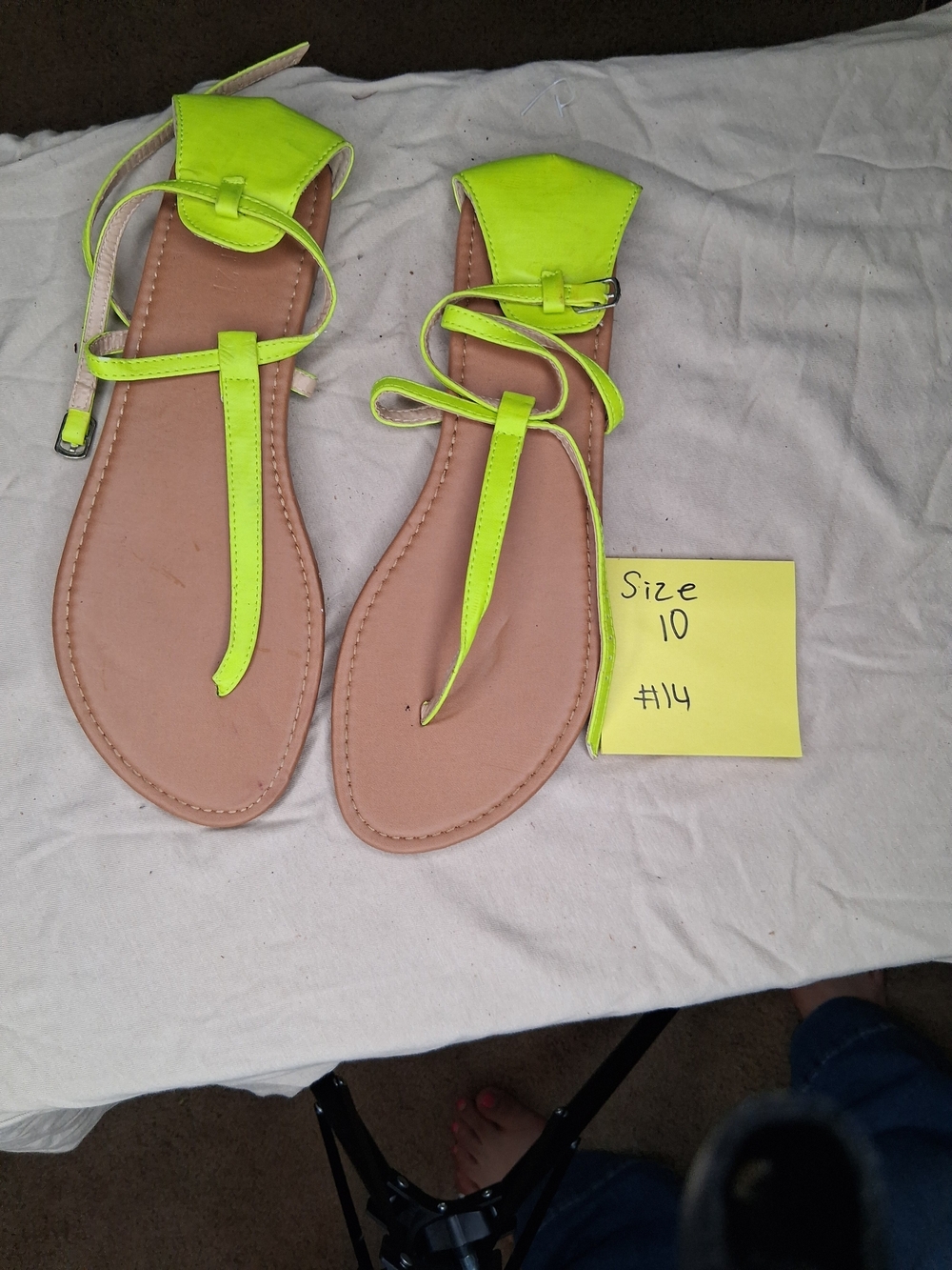 Others Follow Neon Lime T-Strap Sandals